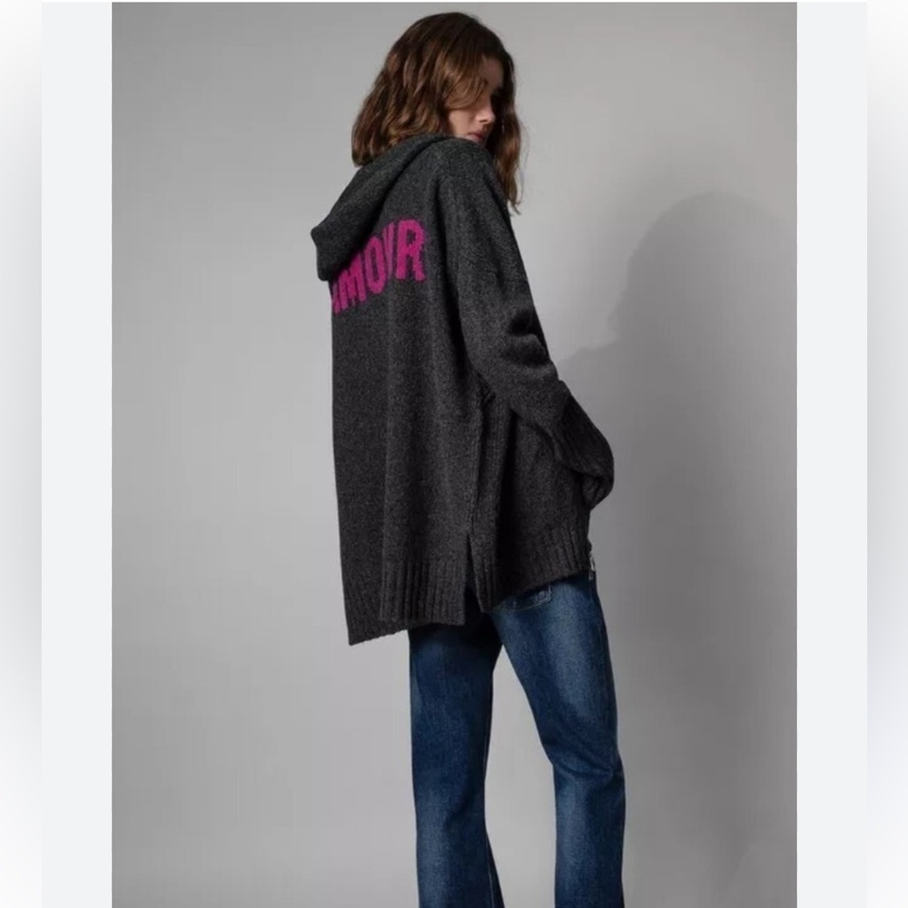 Zadig & Voltaire Salma Amour Graphic Merino Wool Knit Hoodie